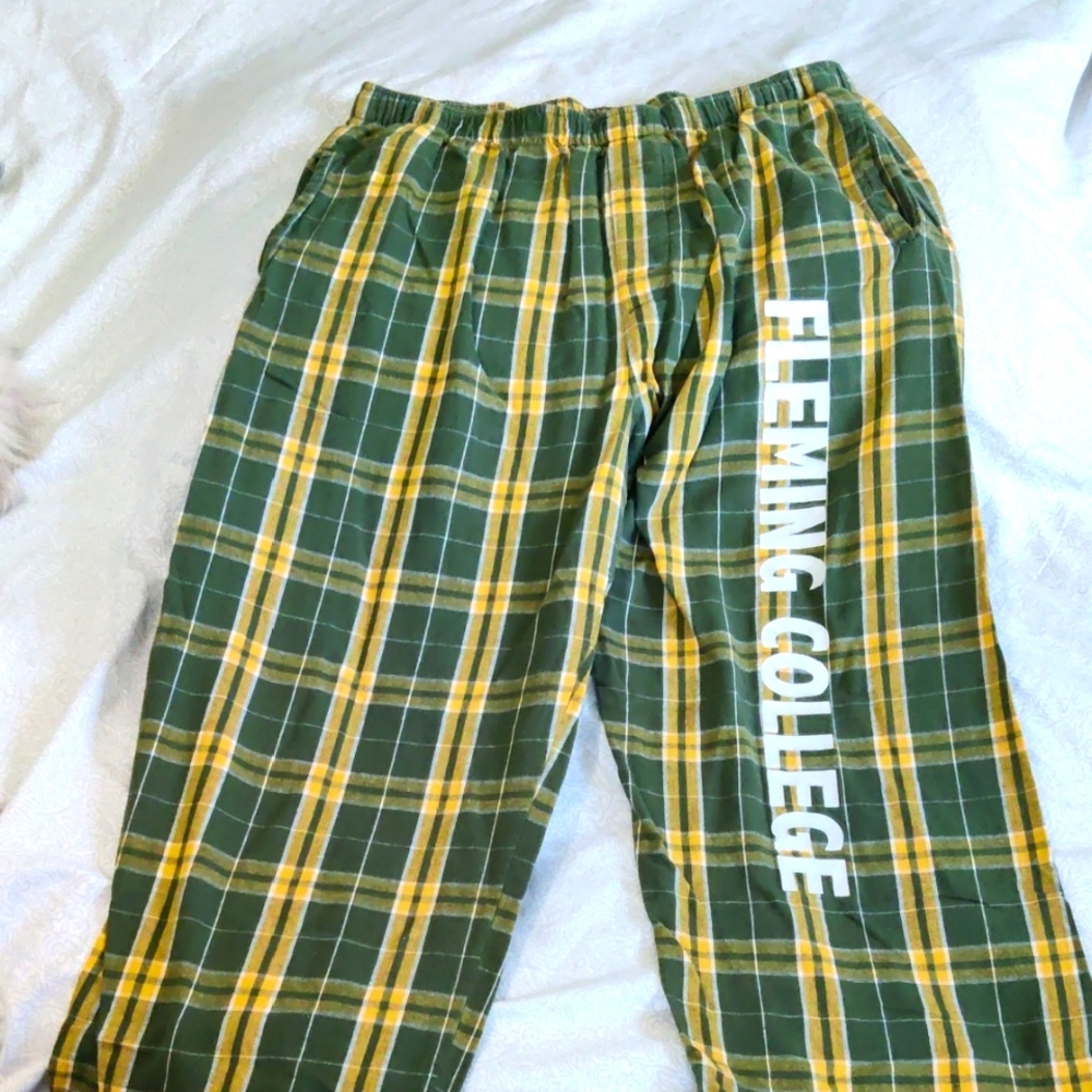 Fleming College Green and Yellow Plaid Pajama Pants